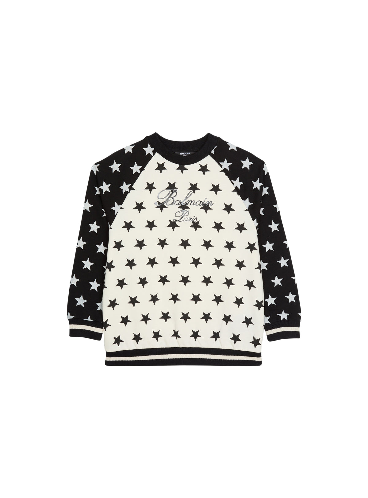 Sweat-shirt balmain signature étoiles - Ivoire & Noir