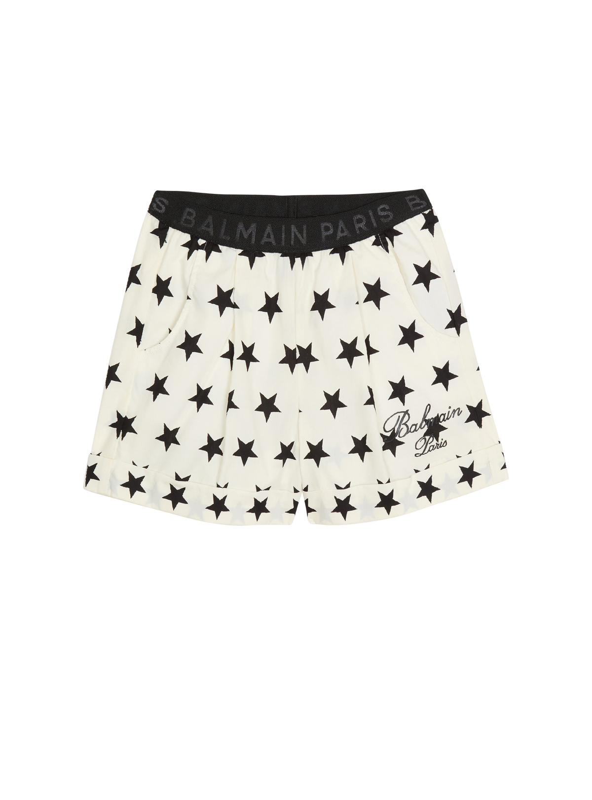 Short balmain signature étoiles - Ivoire & Noir
