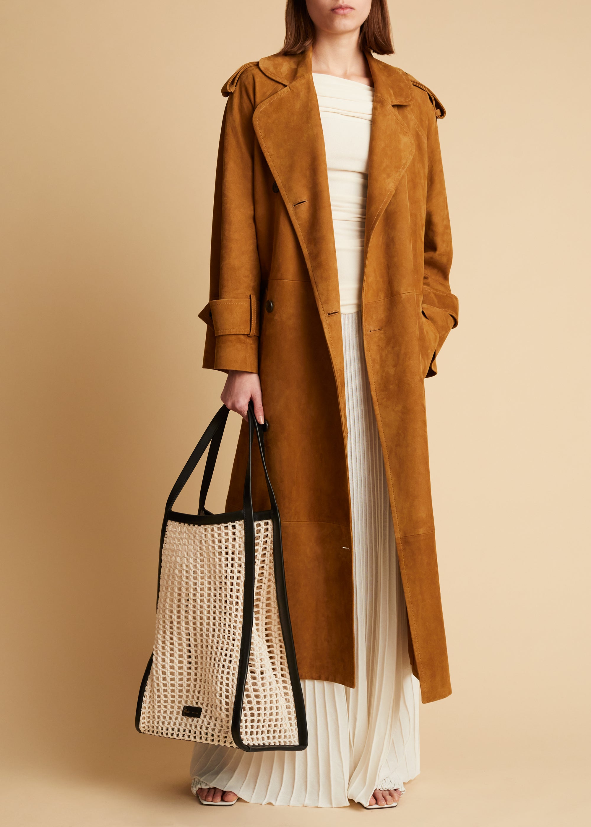 Buckley trench in leather - Khaki Brown