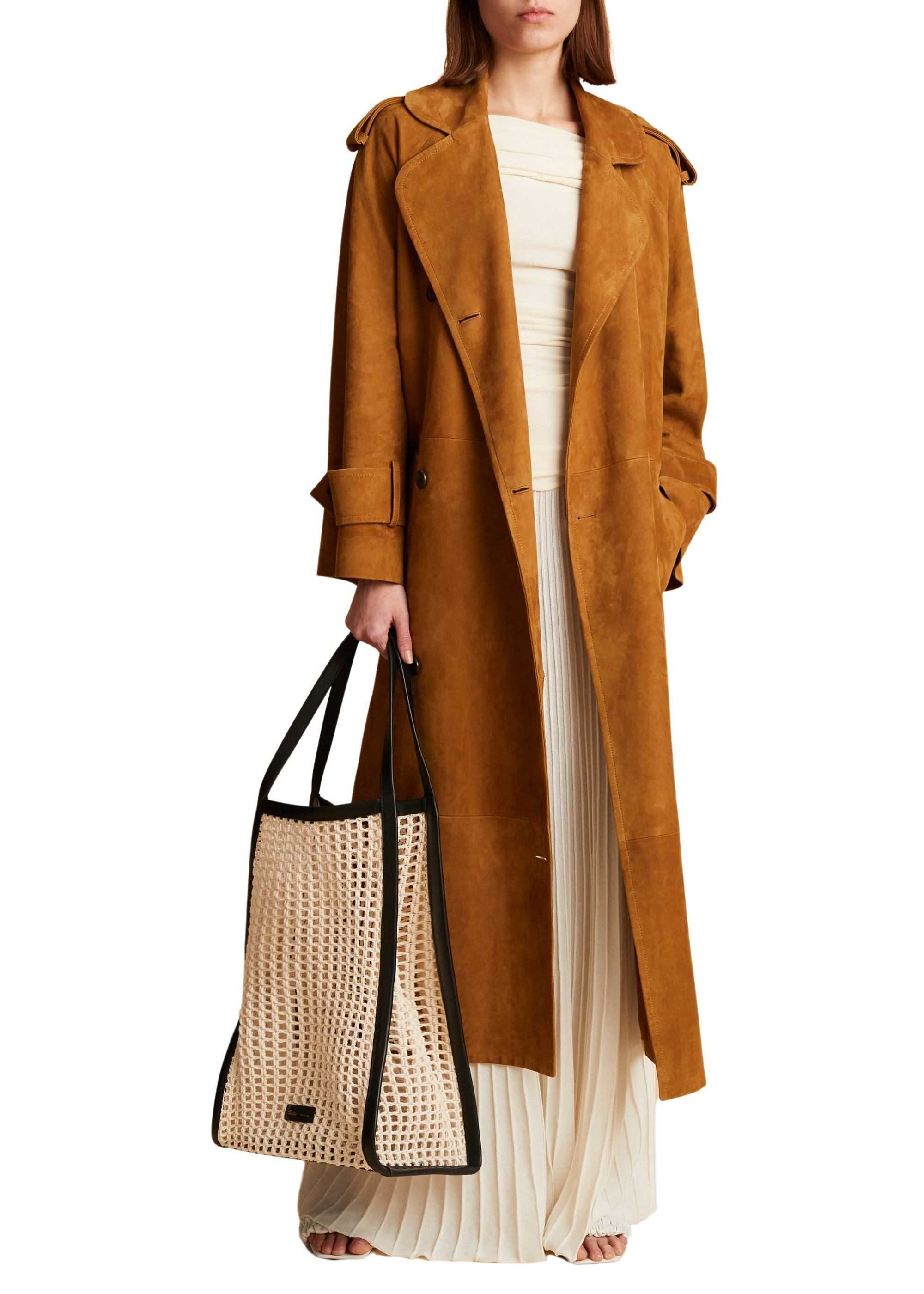 Buckley trench in leather - Khaki Brown