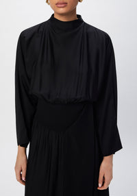 Robe longue Buena à taille froncée - Black