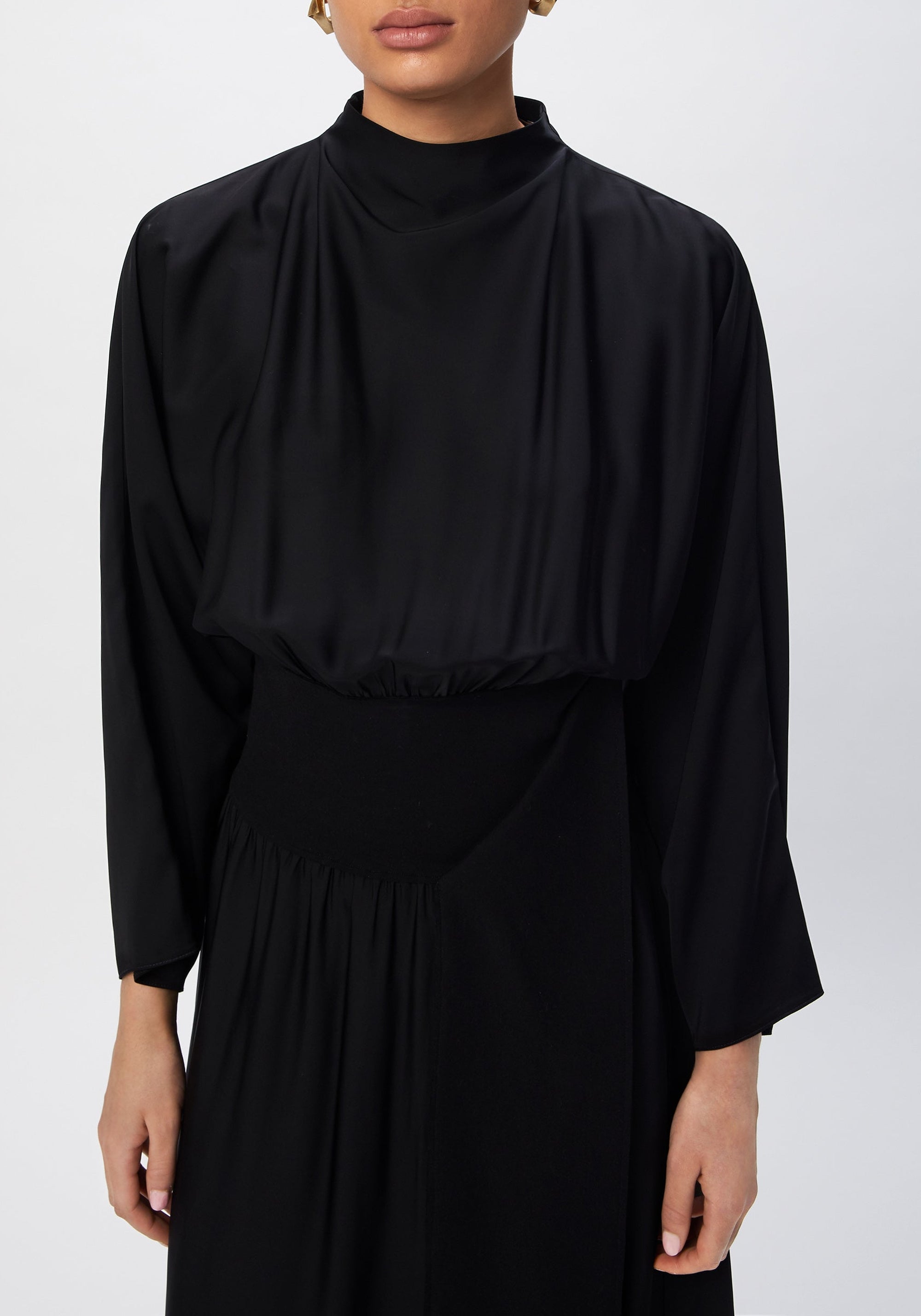 Robe longue Buena à taille froncée - Black