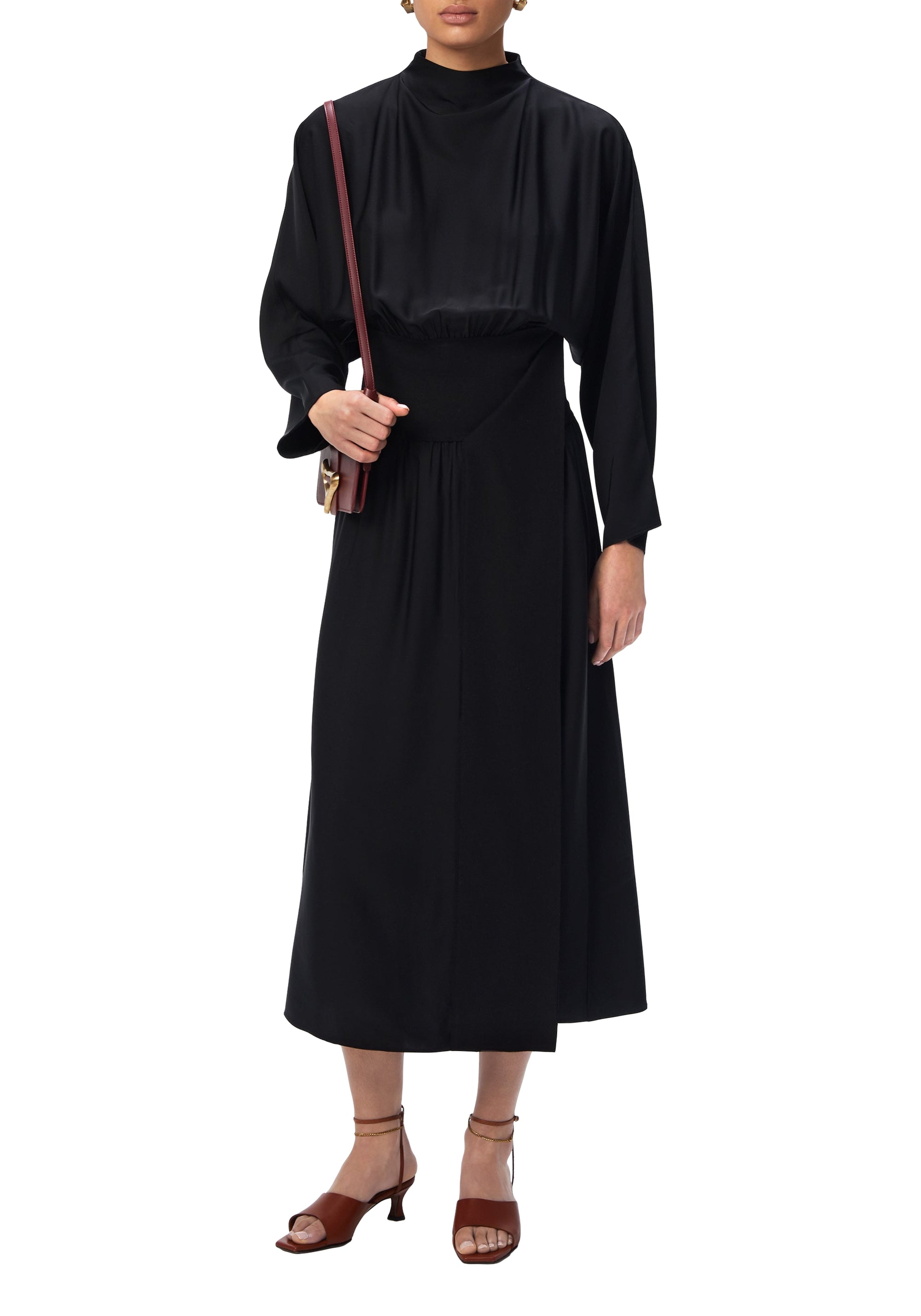 Robe longue Buena à taille froncée - Black