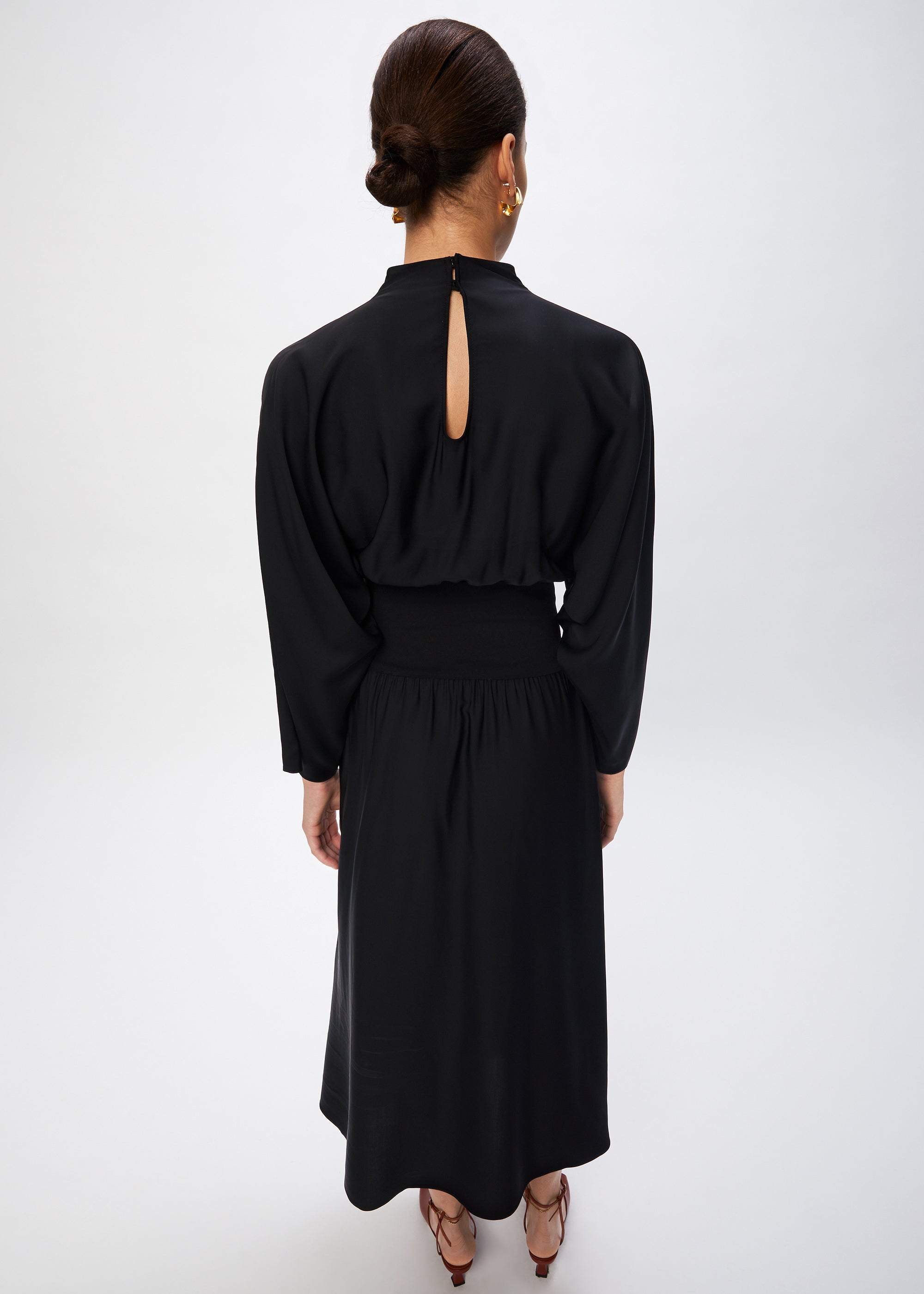Robe longue Buena à taille froncée - Black