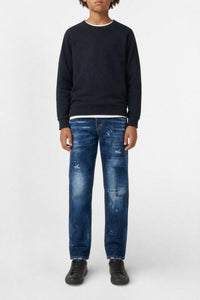 Pantalon délavé en denim - Blue Denim