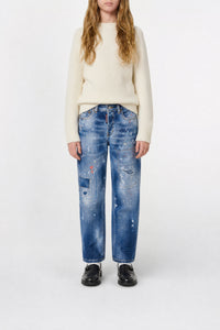 Washed denim trousers - Blue Denim