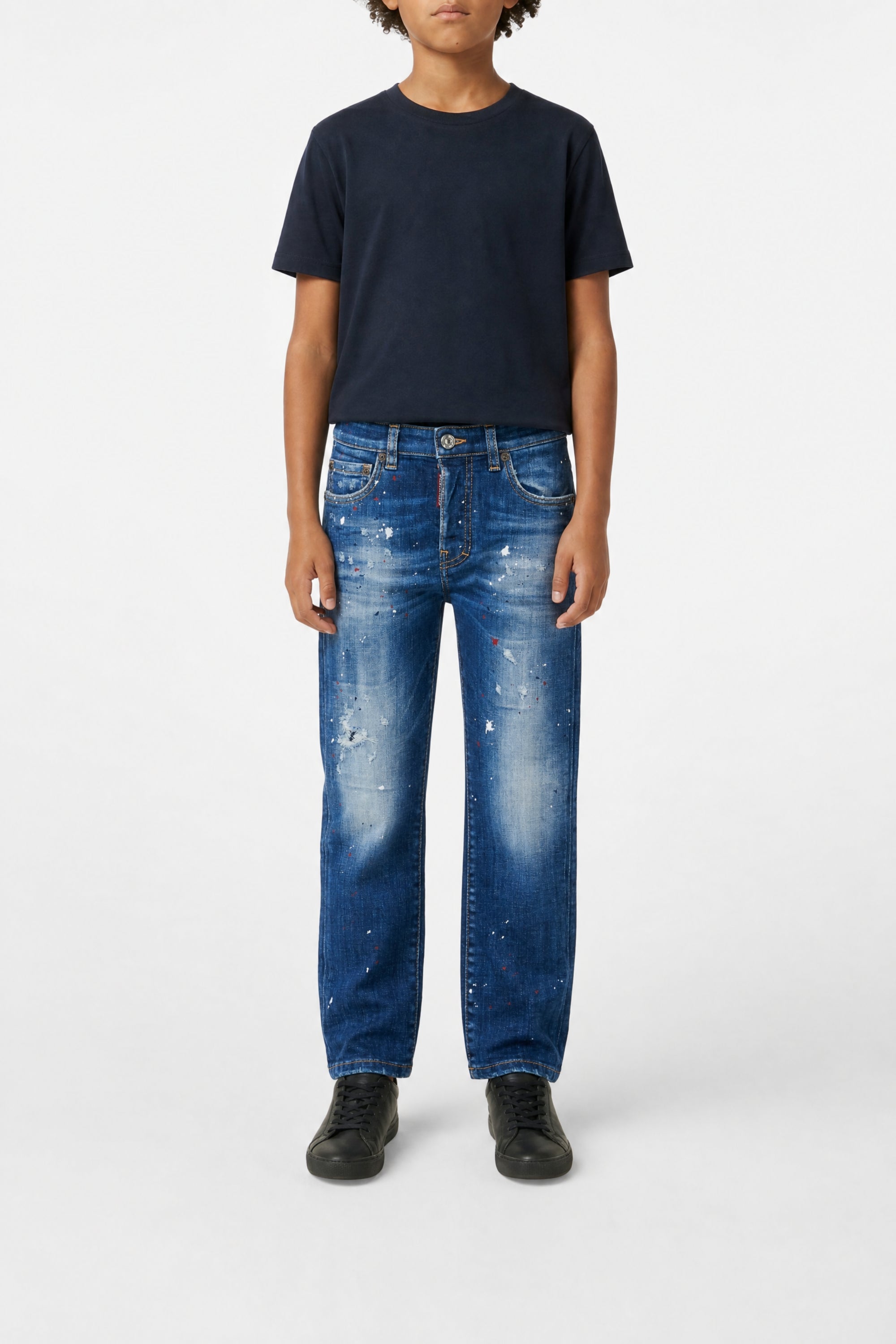Pantalon droit délavé en denim - Blue Denim