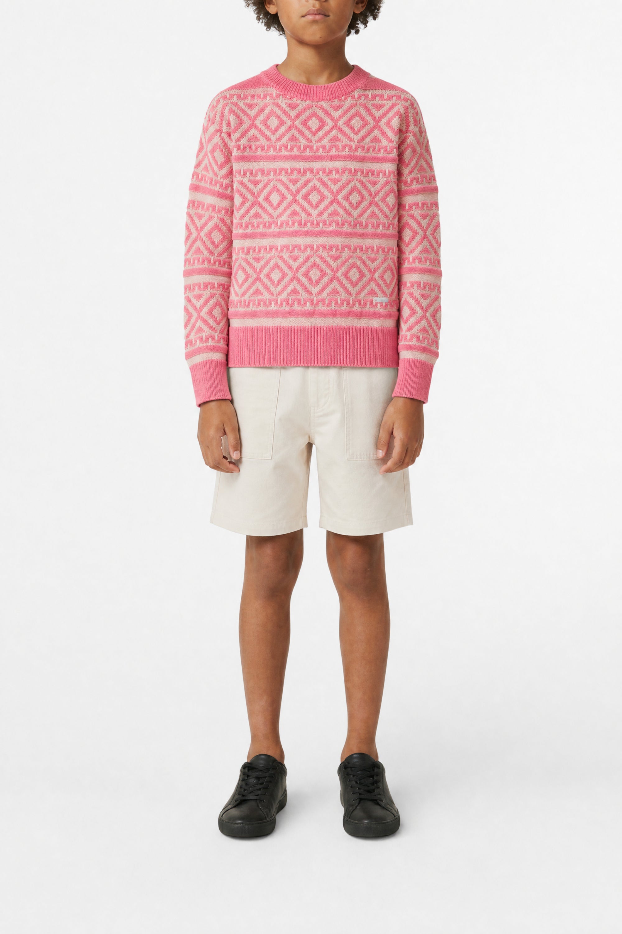 Mixed linen jacquard print sweatshirt - Confetti Pink