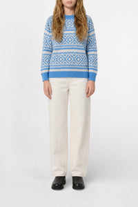 Mixed linen jacquard print sweatshirt - Little Boy Blue
