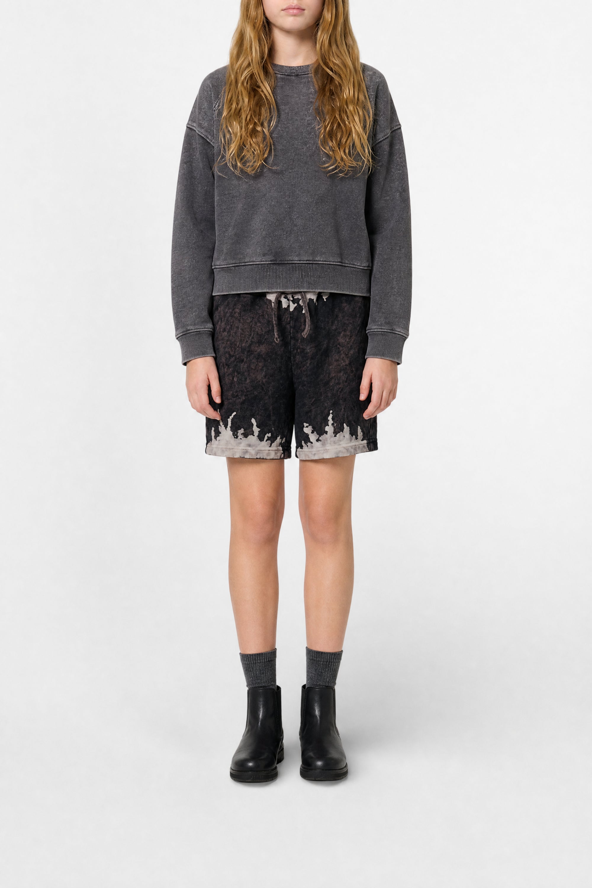 Short délavé avec ordon de serrage - Antracite Grey