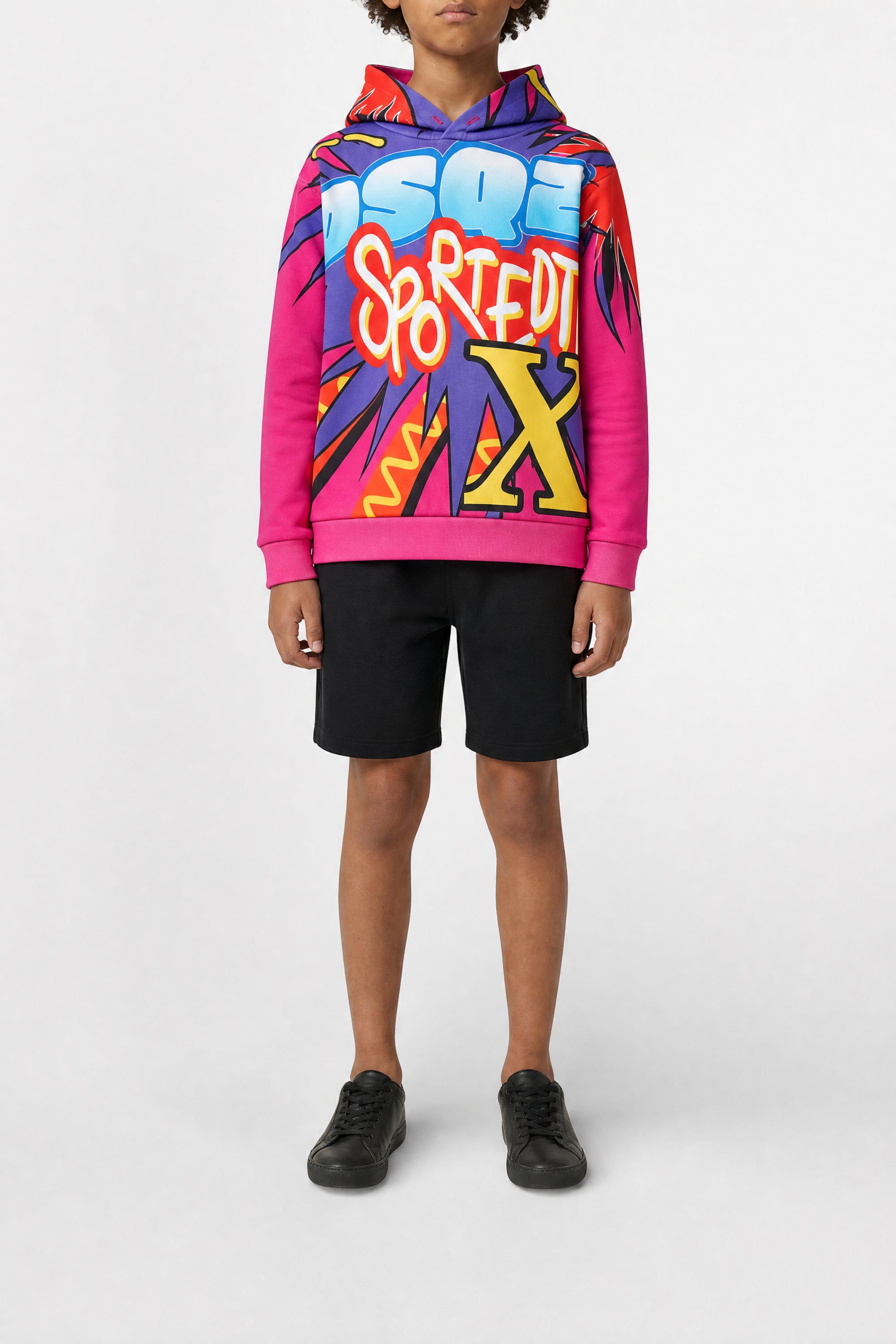 Sweat à capuche avec impression - Magenta