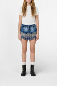 Washed denim skirt - Blue Denim