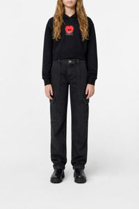 Ribbed hoodie - Nero