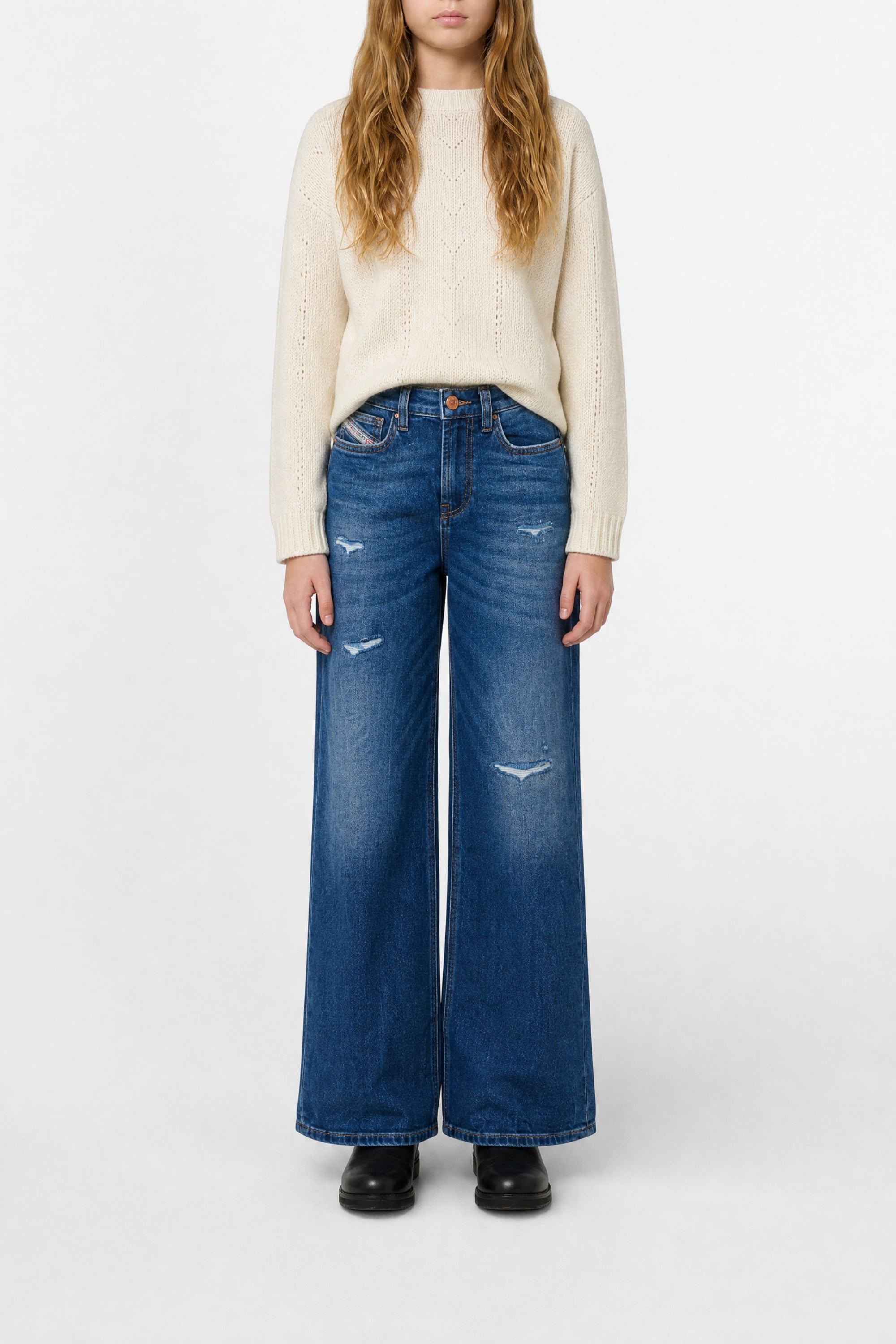 Pantalon délavé en denim - Denim