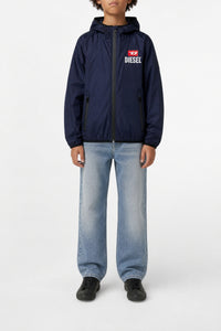 Hooded windbreaker jacket - Peacoat