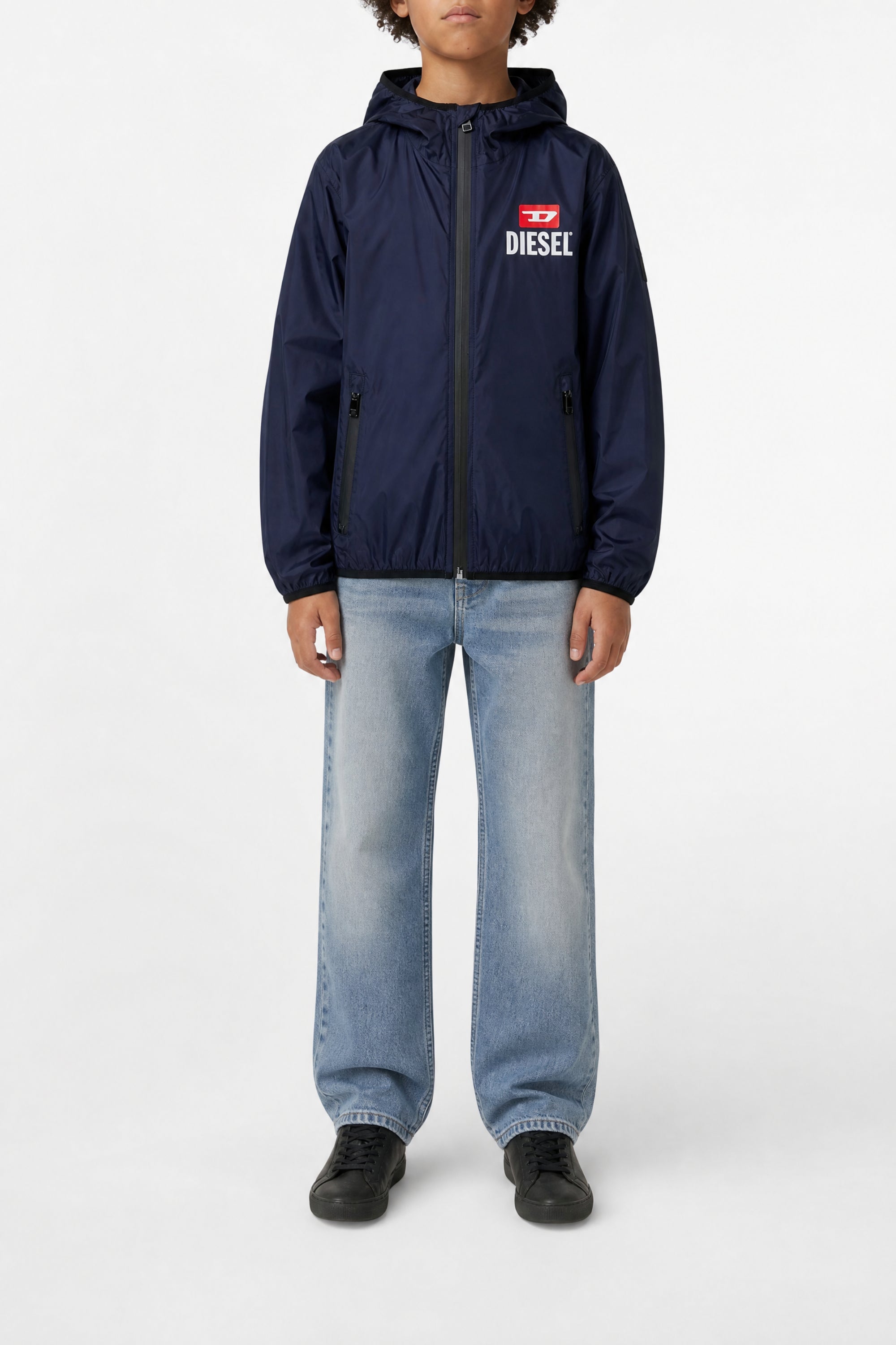 Hooded windbreaker jacket - Peacoat