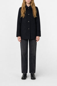 Wool button coat - Black