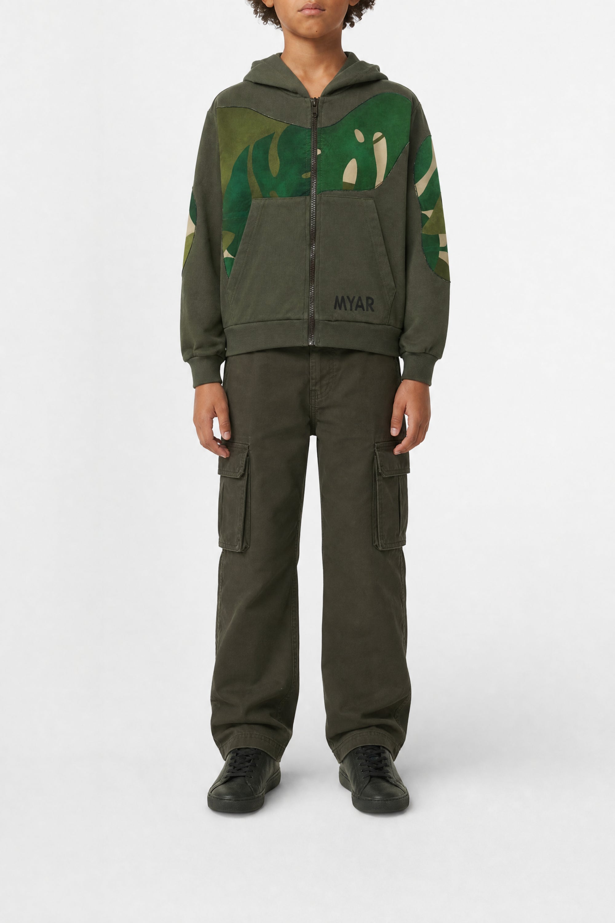 Sweat à capuche avec impression - Army Green