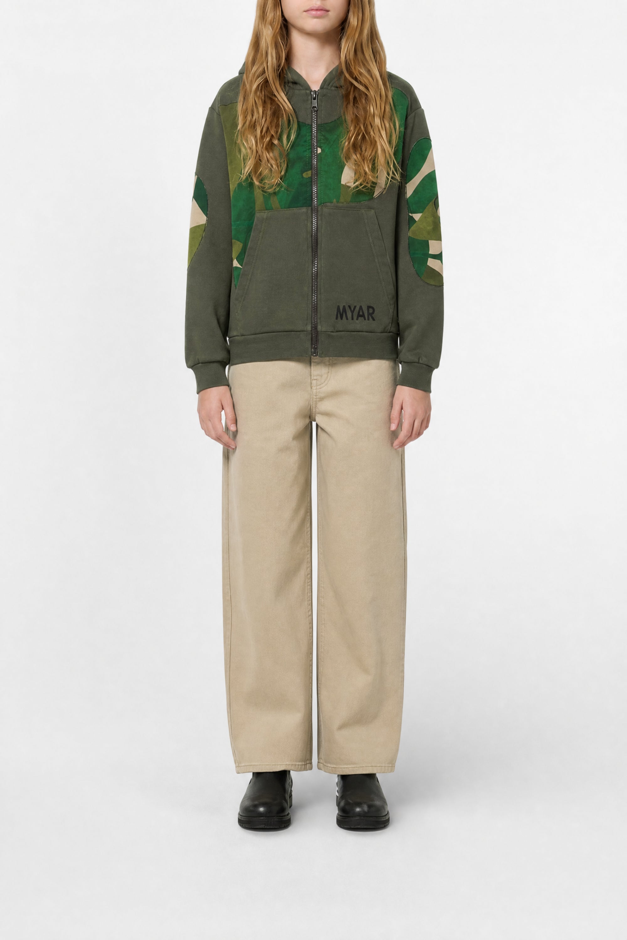 Sweat à capuche avec impression - Army Green