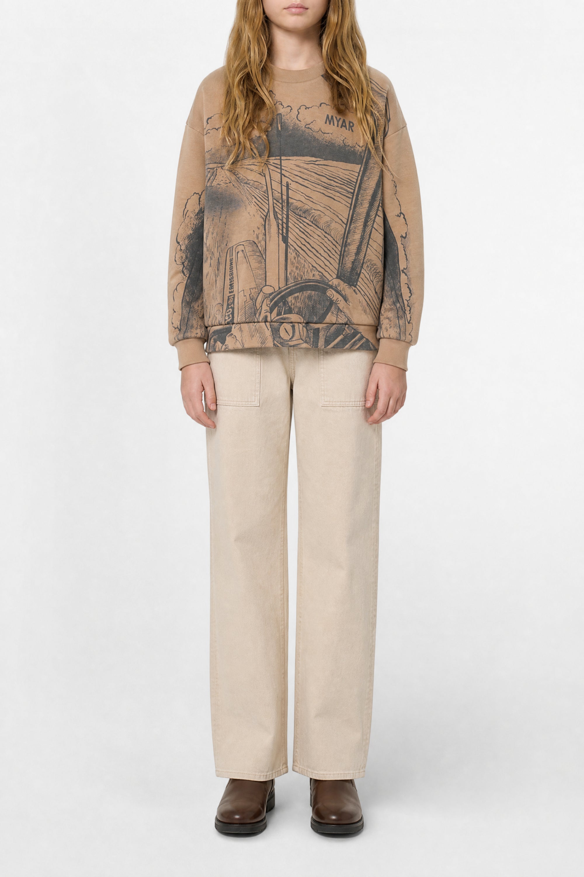 Printed sweatshirt - Natural Beige