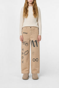 Printed tracksuit trousers - Natural Beige