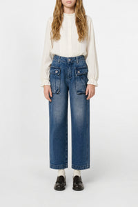 Pantalon délavé en denim - Denim