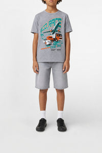 Print T-shirt - Silver Grey Melange