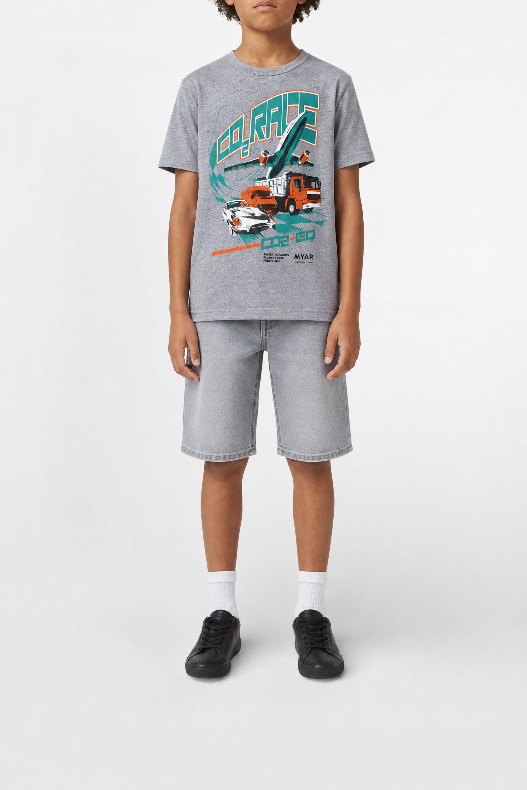Print T-shirt - Silver Grey Melange