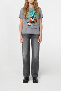 Print T-shirt - Silver Grey Melange
