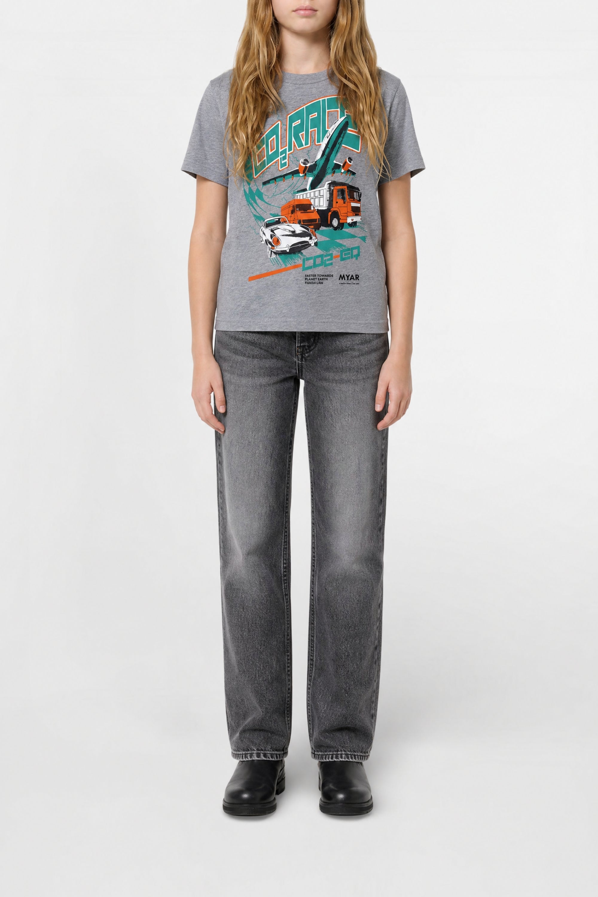 Print T-shirt - Silver Grey Melange