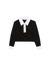 Sweat-shirt bicolore balmain paris à col polo - Noir & Blanc