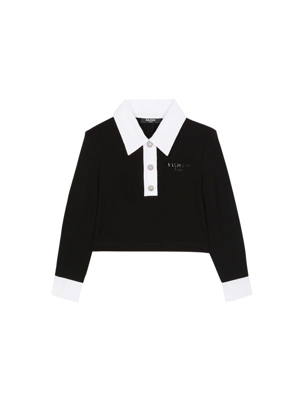 Sweat-shirt bicolore balmain paris à col polo - Noir & Blanc