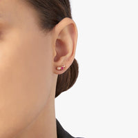 Mono boucle d'oreille Bollicine en or rose 9K et rubis - Or Rose