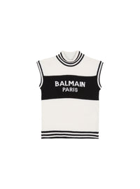 Pull sans manches en maille balmain paris - Ivoire & Noir