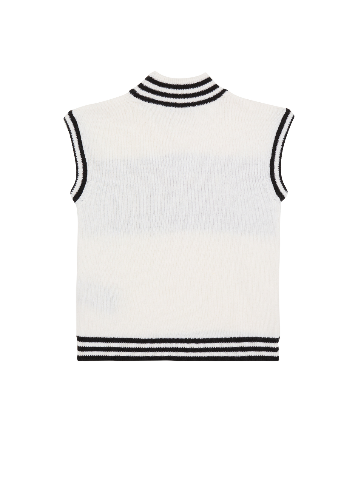 Pull sans manches en maille balmain paris - Ivoire & Noir