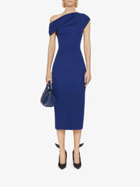 OFF SHOULDER DRAPE MIDI DRESS