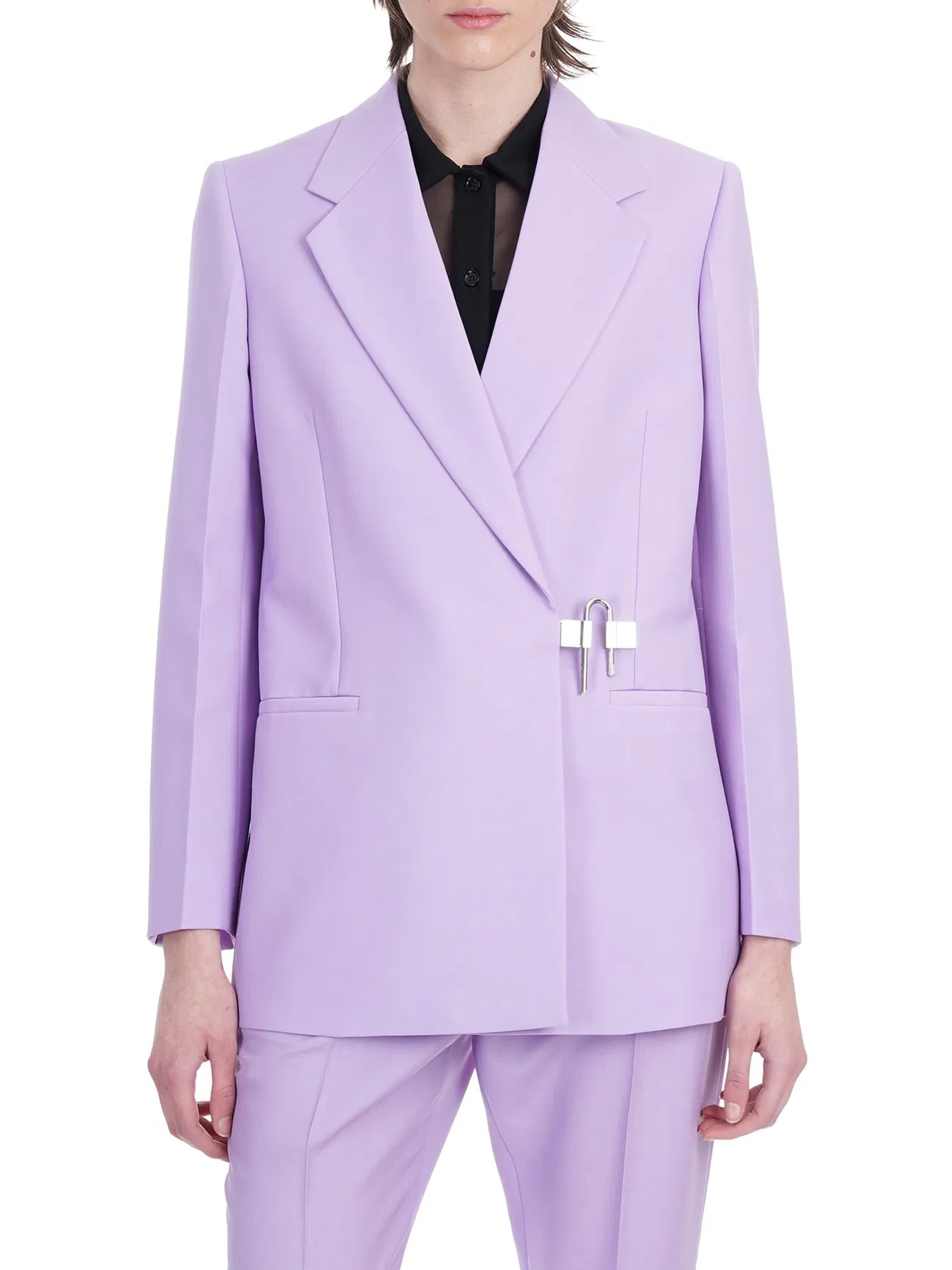 Veste à fermeture U-lock en laine - Mauve