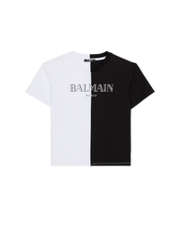 T-shirt bicolore imprimé balmain vintage - Blanc & Noir