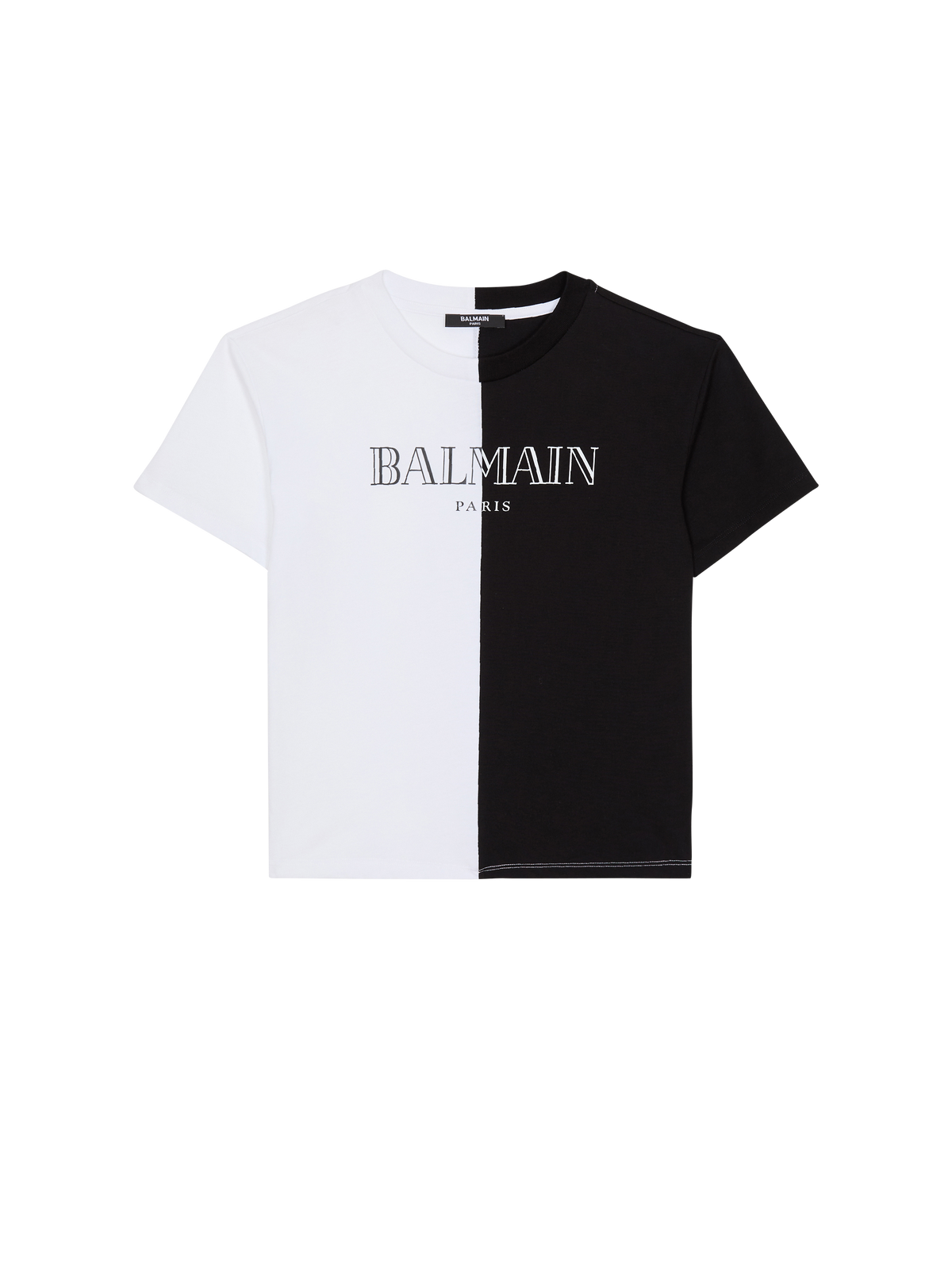 T-shirt bicolore imprimé balmain vintage - Blanc & Noir