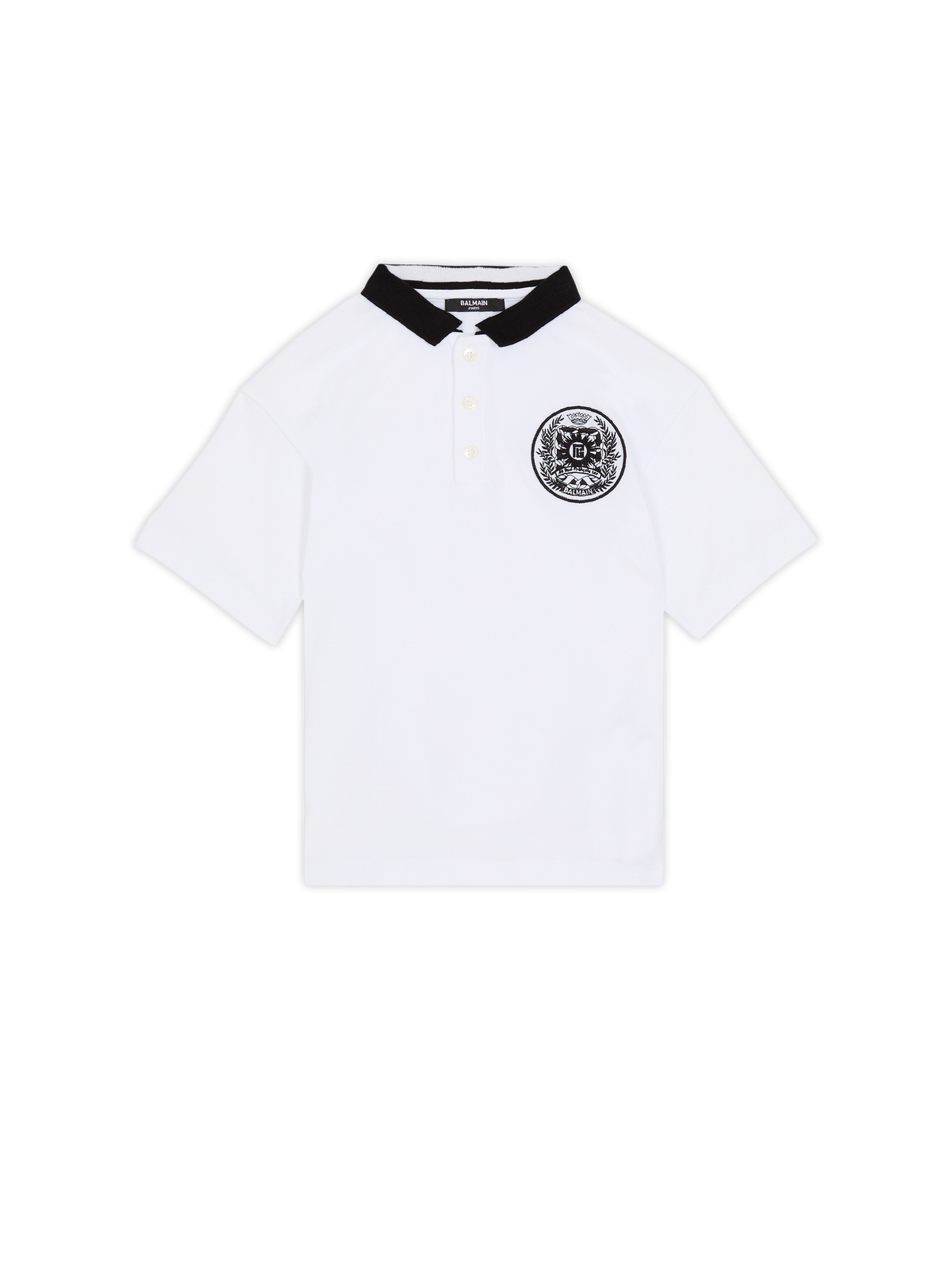 Polo imprimé écusson - Blanc & Noir