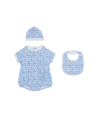 Ensemble 3 pièces monogramme - Blanc & Bleu Clair