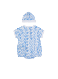 Ensemble 3 pièces monogramme - Blanc & Bleu Clair