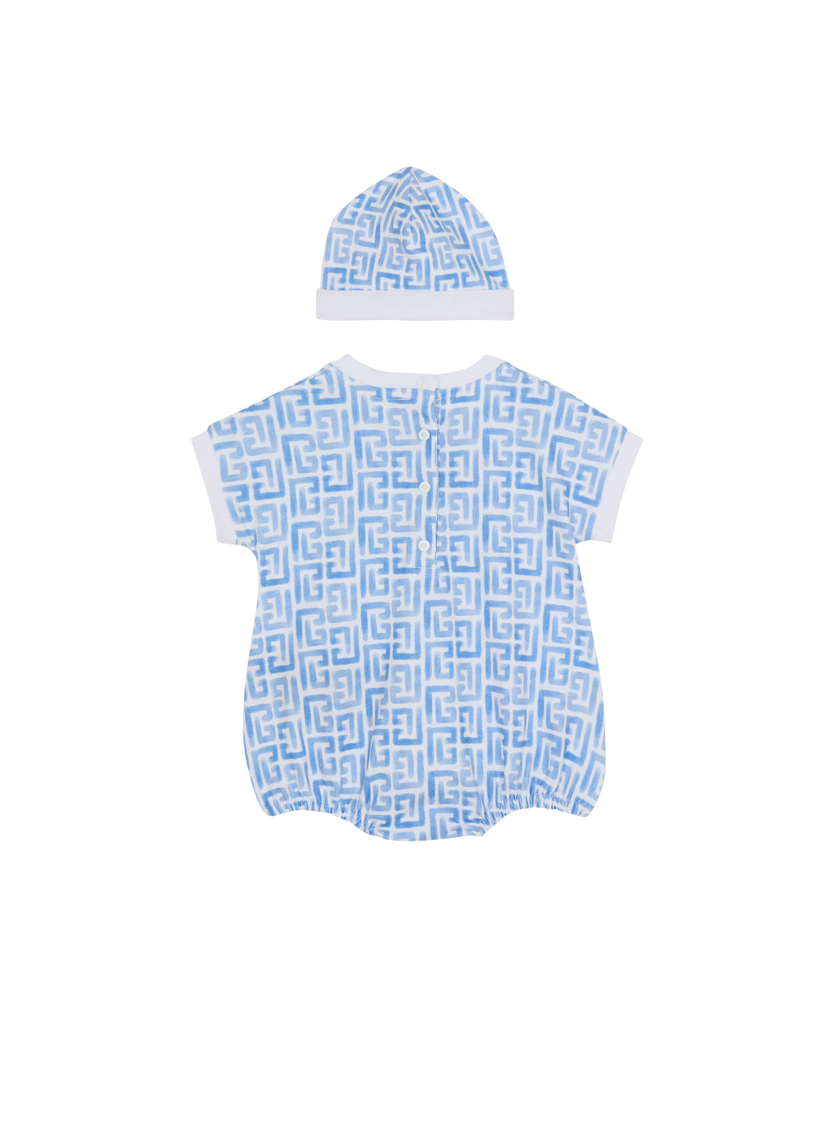 Ensemble 3 pièces monogramme - Blanc & Bleu Clair