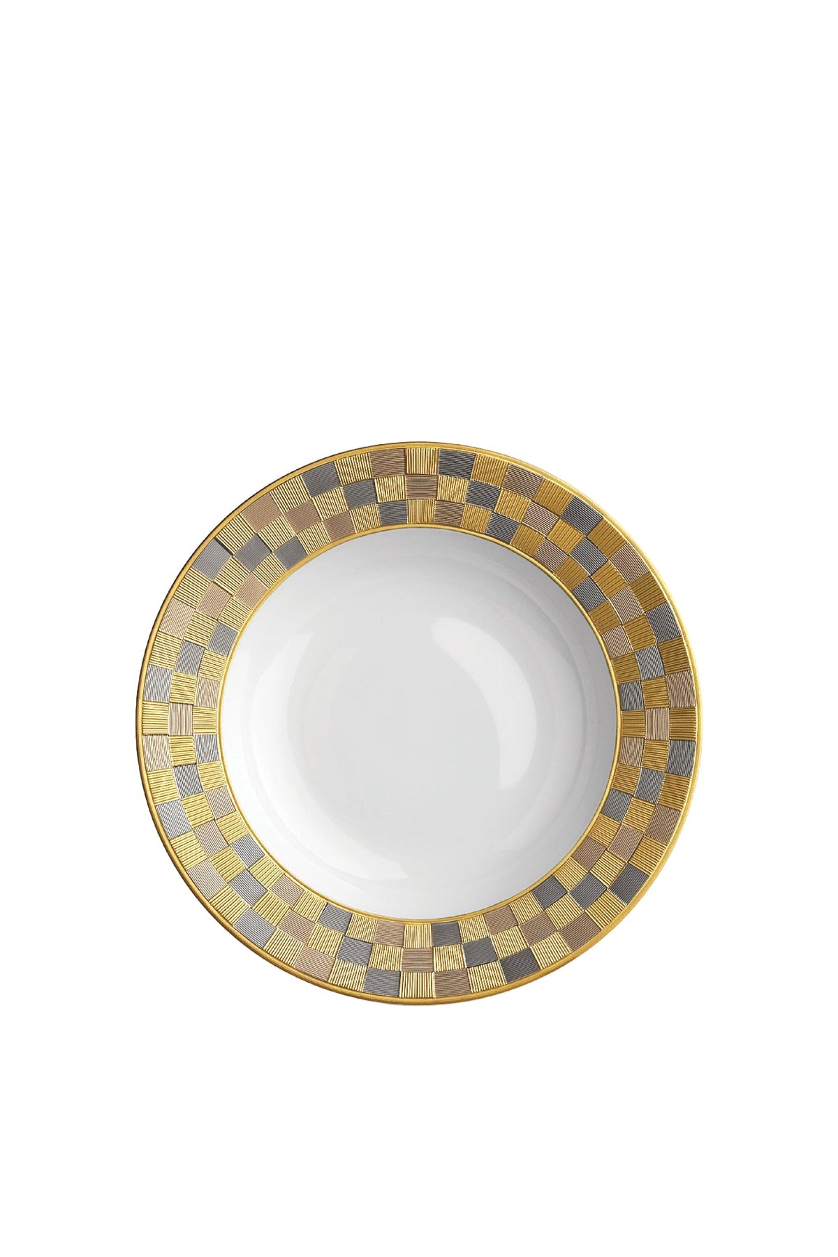 Assiette creuse Byzanteum en porcelaine - Blanc, Or & Platine