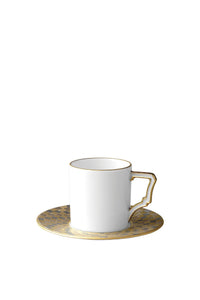Tasse espresso & soucoupe Byzanteum en porcelaine - Blanc, Or & Platine