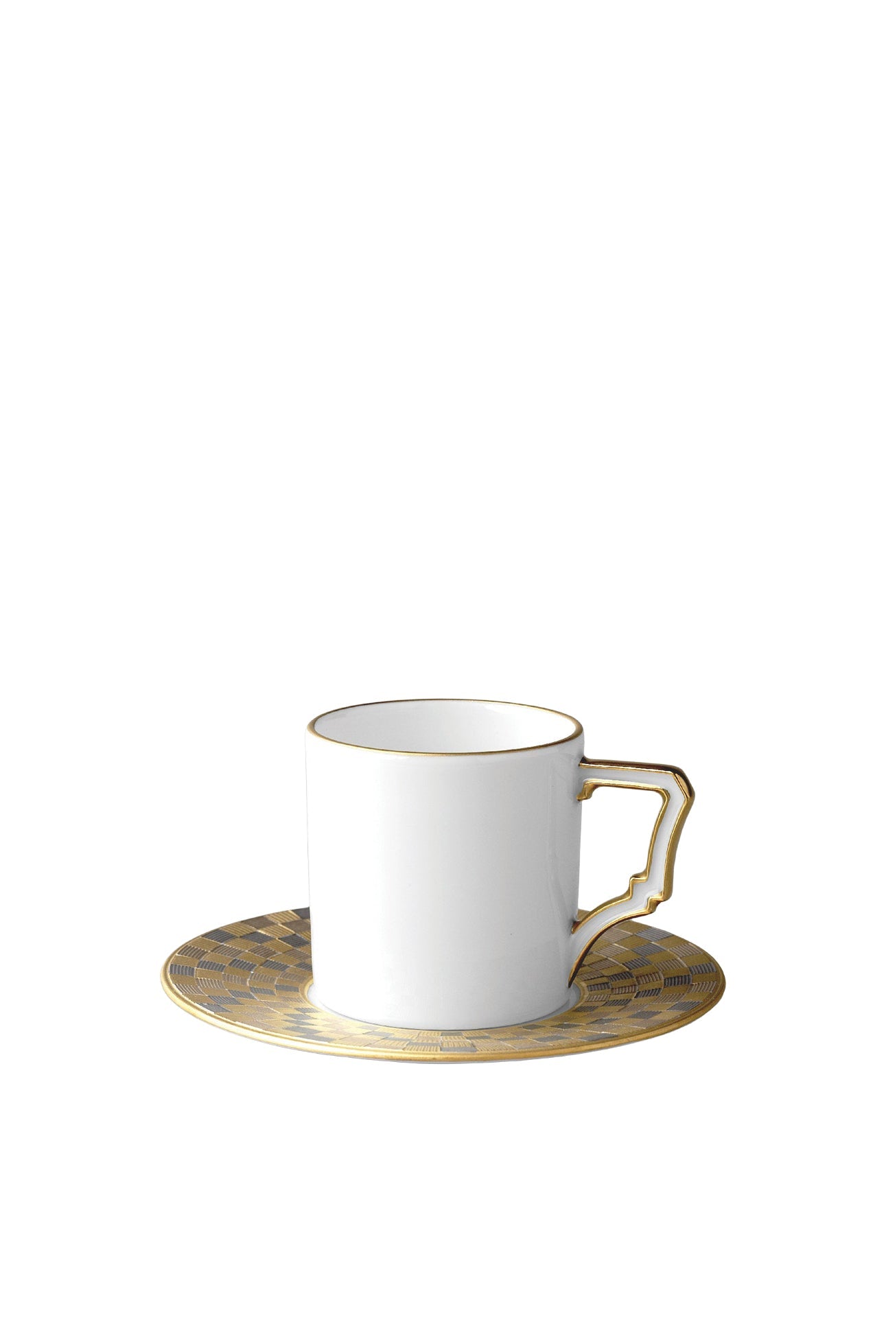 Tasse espresso & soucoupe Byzanteum en porcelaine - Blanc, Or & Platine
