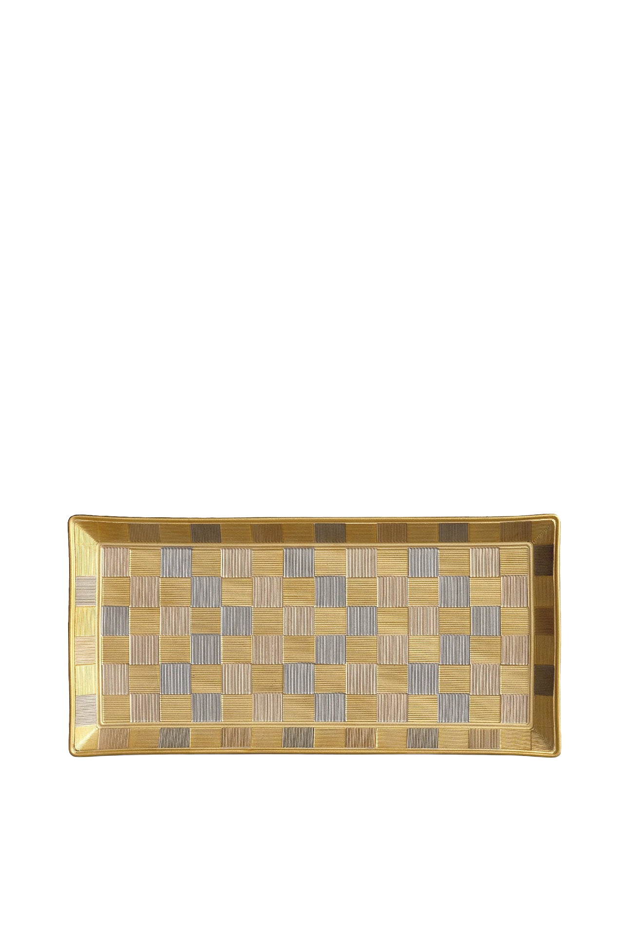 Byzanteum gold and porcelain tricolour rectangular tray - White, Gold & Rose Gold