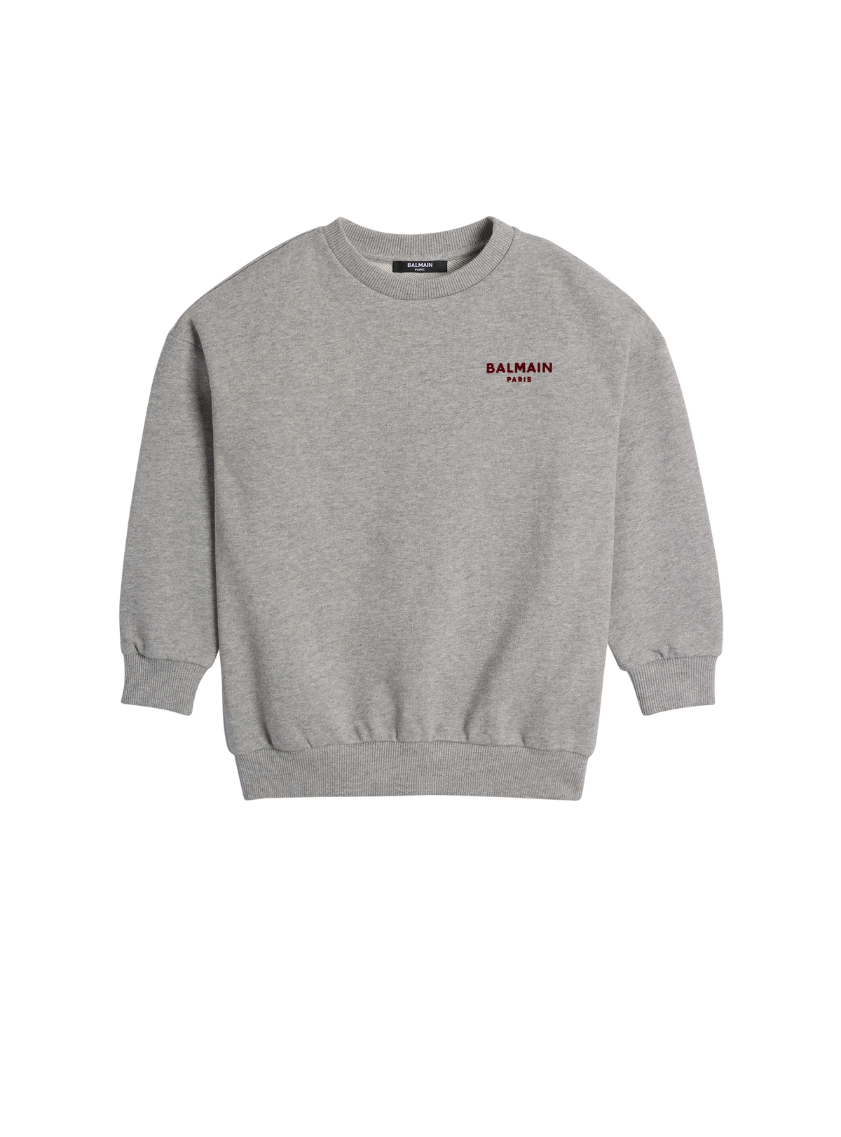 Sweat-shirt floqué balmain paris - Gris & Brodeaux