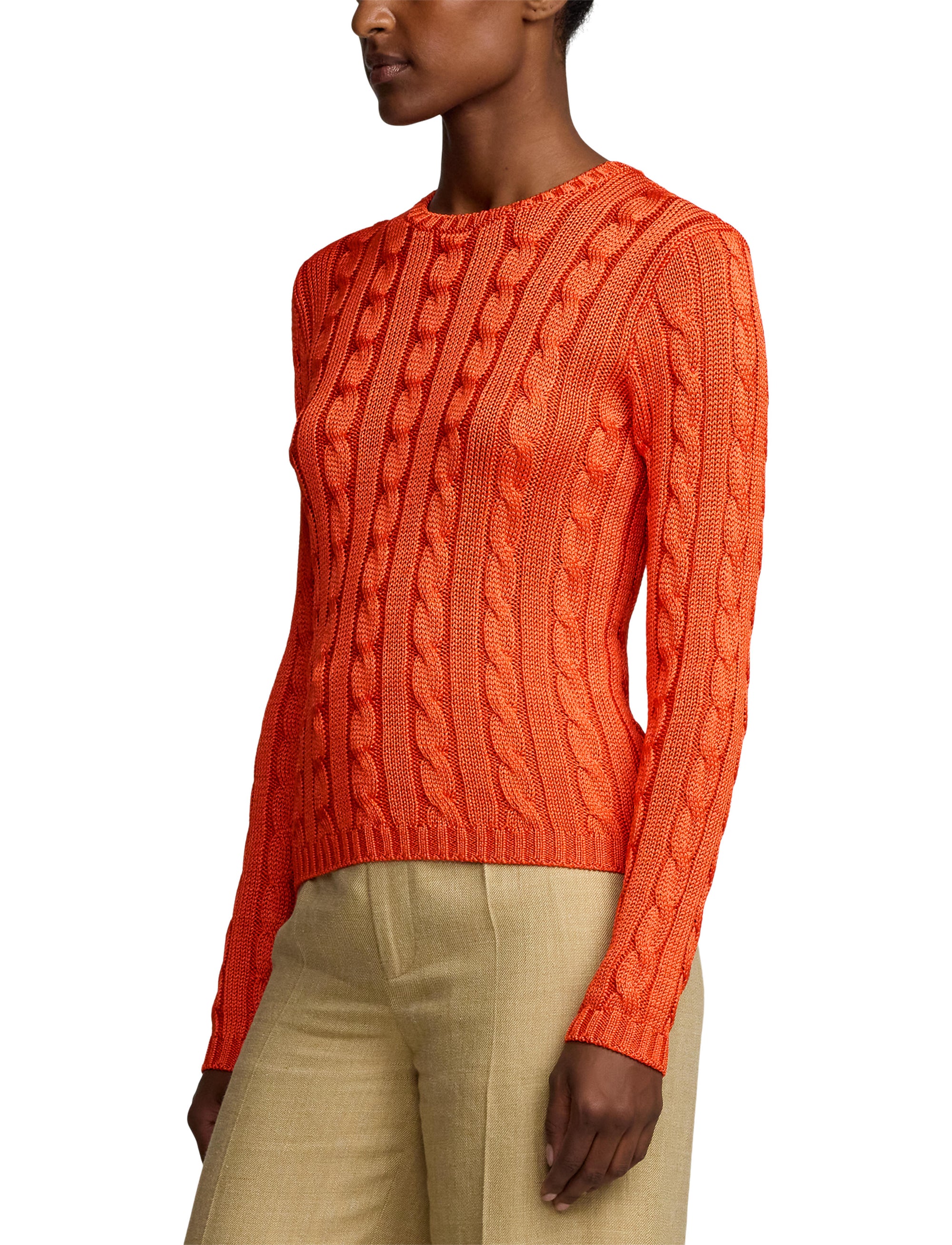 2pcs / NEW // BRIGHT ORANGE PULLOVER LONG SLEEVE LS CN CABLE