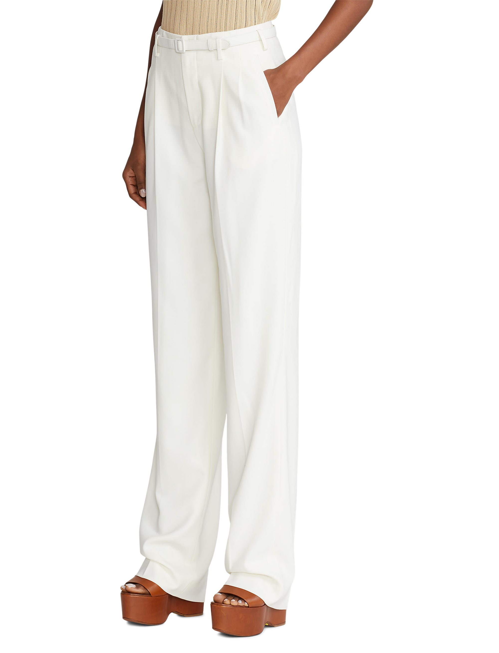 Pantalon Acklie en gabardine de laine - Lux Cream